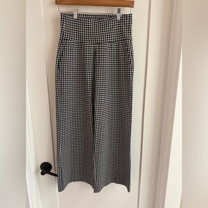 CAbi #6047 Bombshell Gingham Wide Leg Pant Black and White